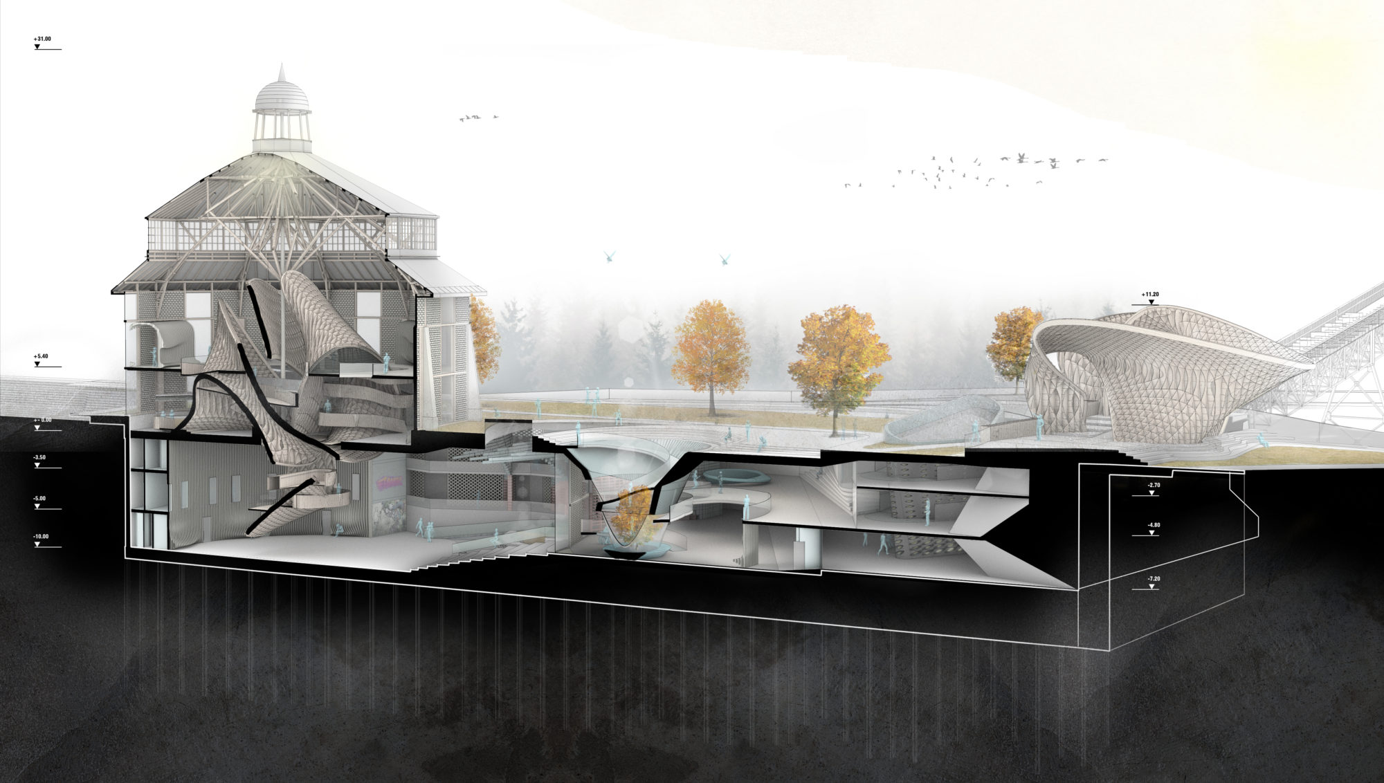 Perspektivischer Längsschnitt